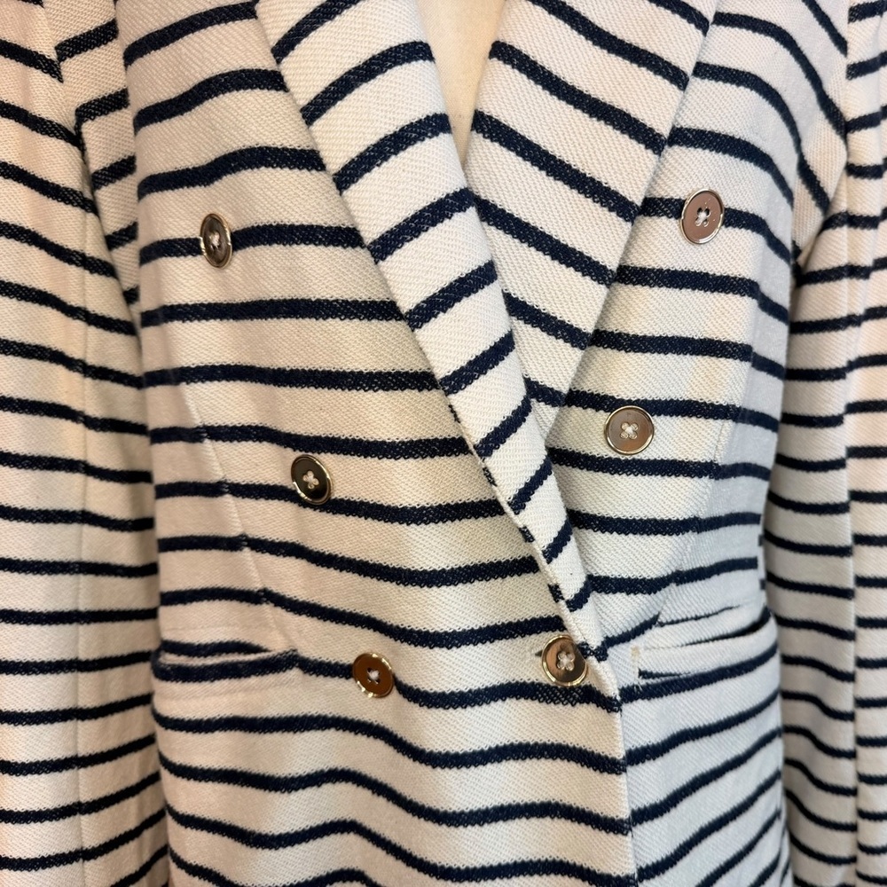 Joie Striped Blazer and White Pants Outfit - Picture 4 of 16